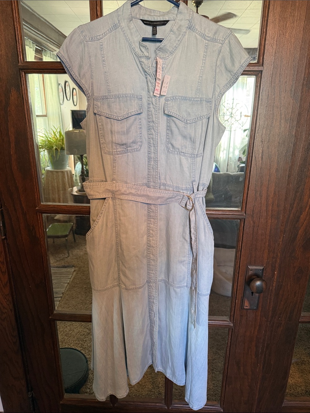 White House Black Market Light Blue Chambray Midi Dress